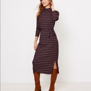 Loft striped midi dress xs